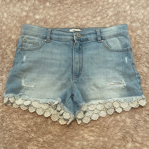 Jordache Other - Jordache Blue Jean Shorts with Lace Trim